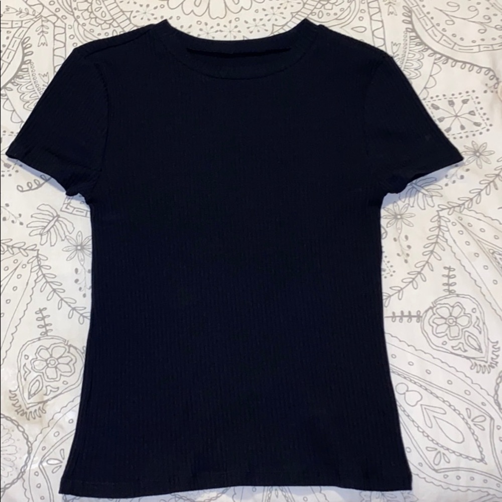 Black Ribbed T-Shirt